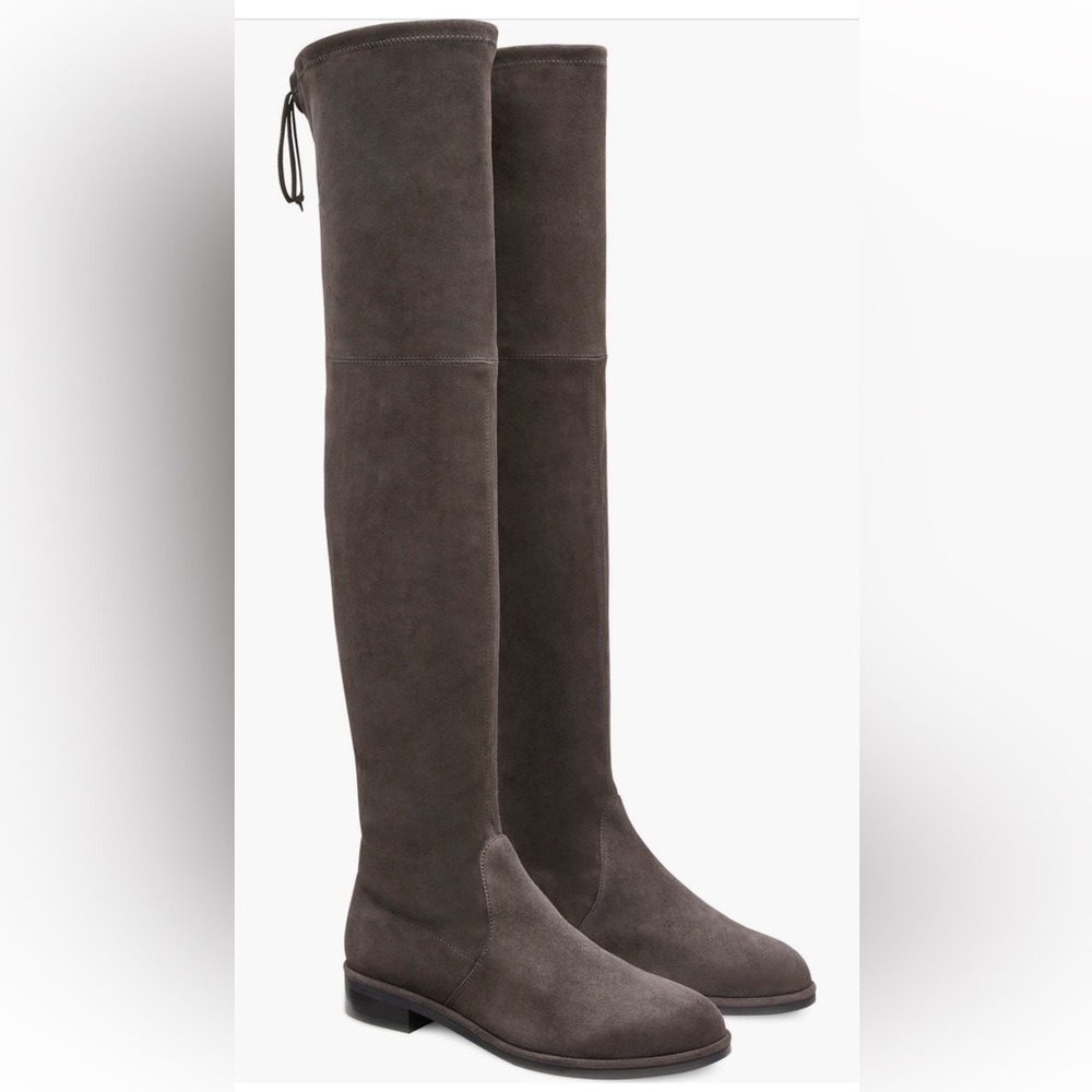 Stuart Weitzman Lowland Loden Suede Khaki Grau Brown Over The Knee Boots Size 9
